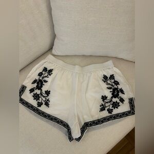 Jcrew White shorts with black embroidery